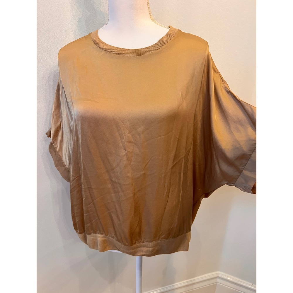 In Italy brand tan silky bat wing blouse